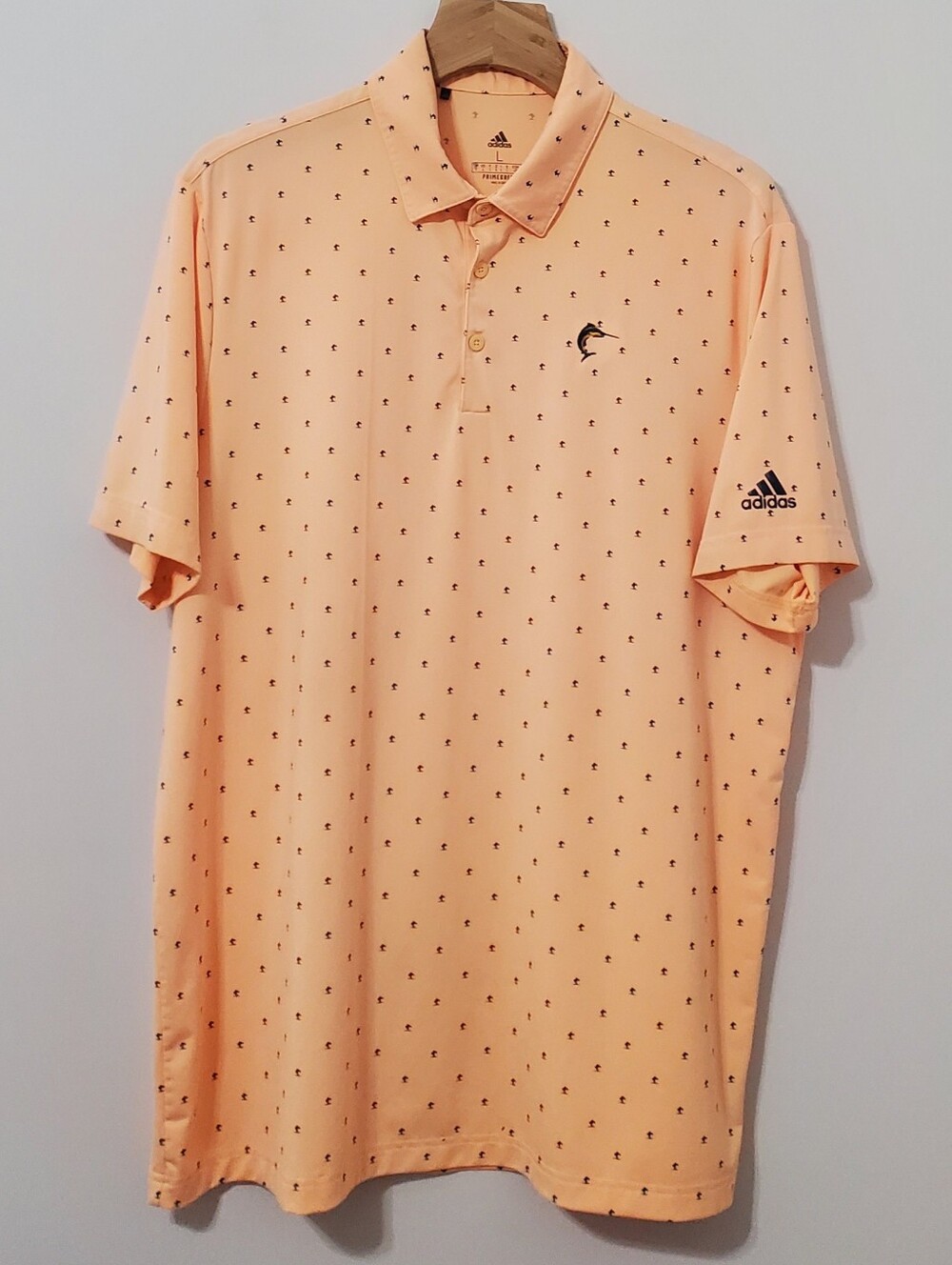 adidas Peach Polo Shirt with Small Navy Anchors